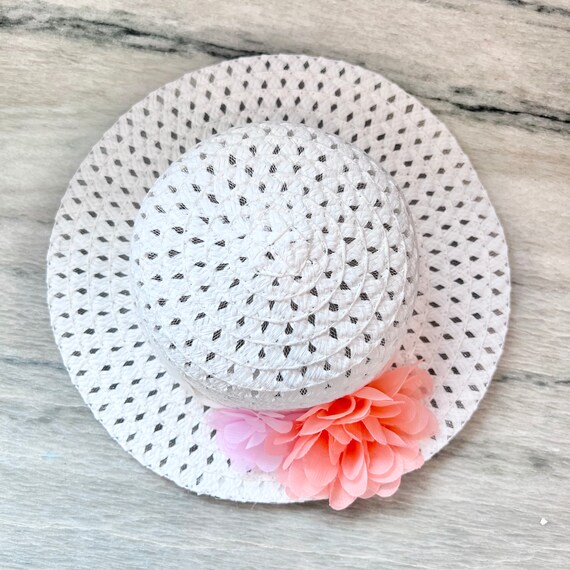 Vintage Girl’s Straw Hat White/Pink Flowers Toddl… - image 7