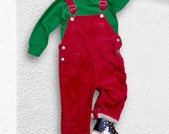 Vintage GAP Red Corduroy/Gray Liner Overall 18-24M