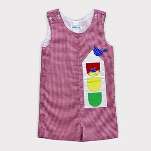 Vintage Fantasia! Too… Dallas Bird House Appliqué Smocked Rompers 4T
