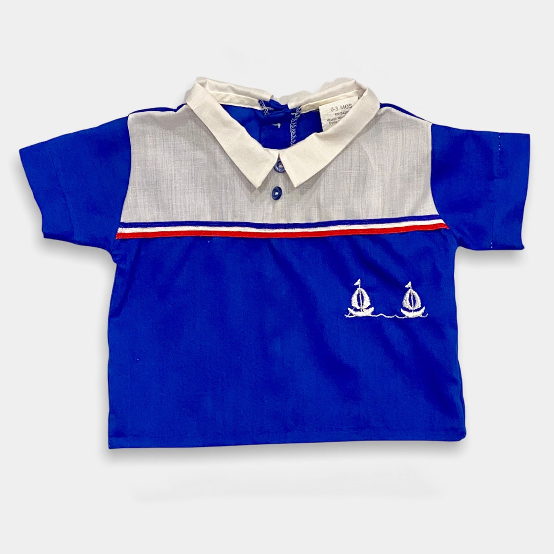 Vintage Yacht Camisas Azules Bordadas 0-3M España