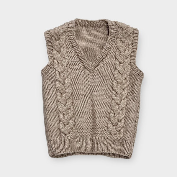 Vintage Hand Knitted Cable Knit Sweater Vest 3/4T