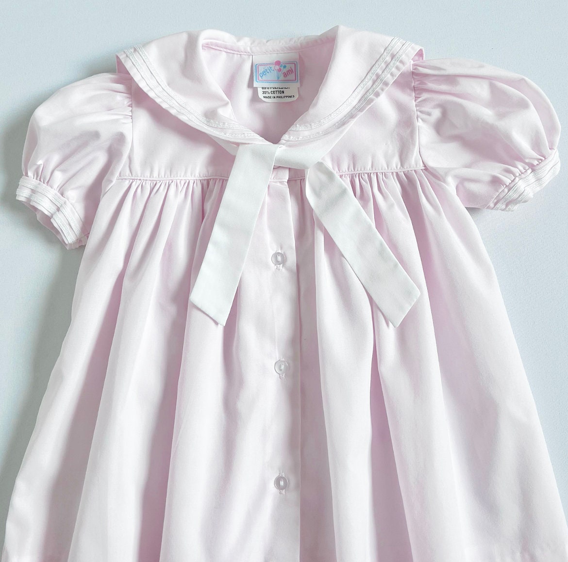 MILKHONEYVINTAGEKIDS Vintage Petit AMI Pastel Pink Sailor Dress 6M