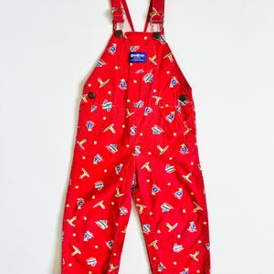 Vintage OshKosh B’gosh Yacht Print Overall Red 4T