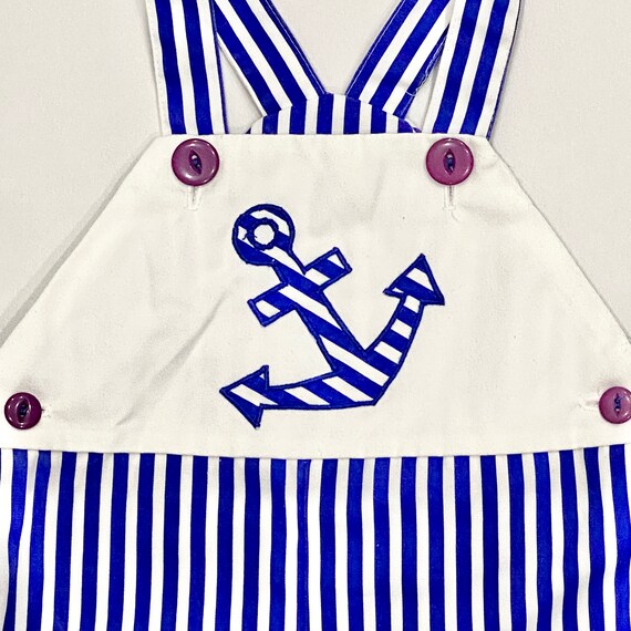 Vintage Nautical Anchor Yacht Embroidered Stripe … - image 6