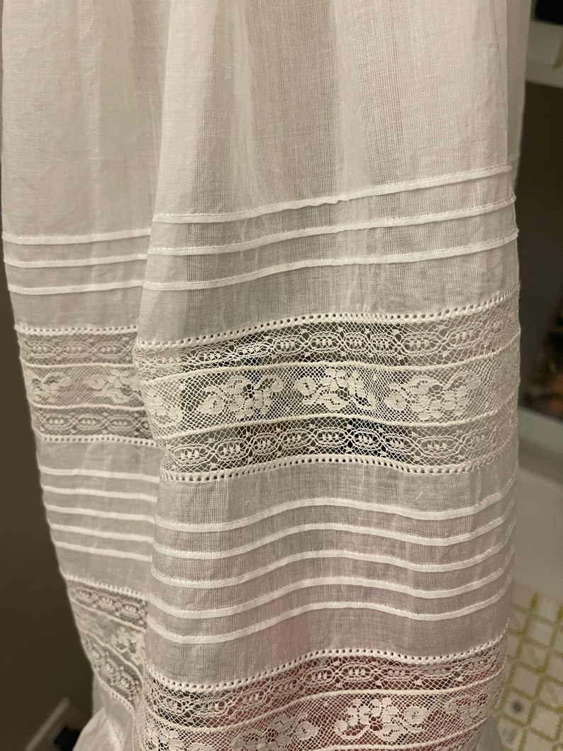 White Heirloom Dress with White Lace/Blue Floral Embroidery main image 1
