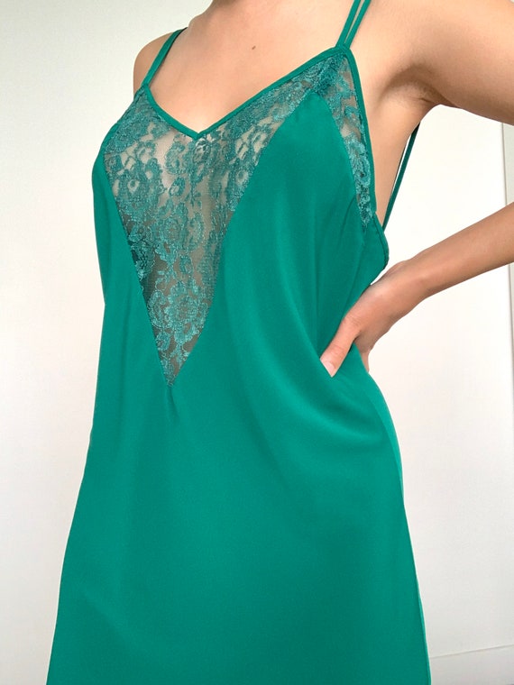 Emerald Green Vintage Victoria Secret Slip