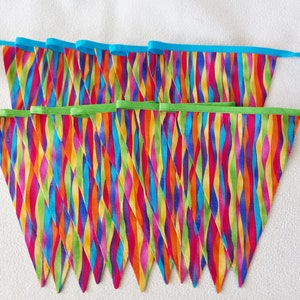 Rainbow Flag Fabric Bunting Banner Pride Decoration Wall Hanging Double Sided Pennants 11 Flags LGBTQ Rainbow Decor Blue or Green Tape