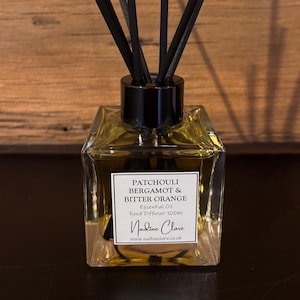Patchouli Bergamot & Bitter Orange Reed Diffuser / Made with 100% Essential Oils and diffuser base