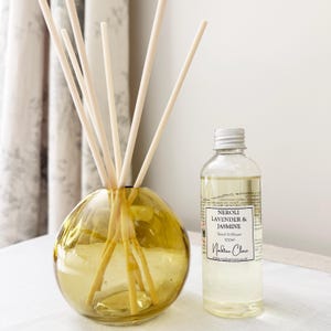 Yellow Amber Glass Globe Reed Diffuser Set