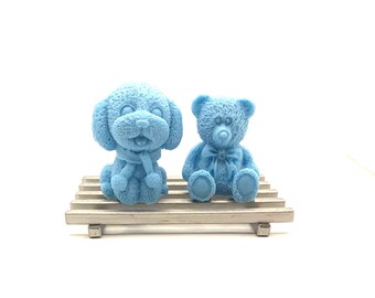 Baby Bear Soap + Puppy Soap Novelty Soap (2) Boy/ Girl Soap (Baby Shower Favor)