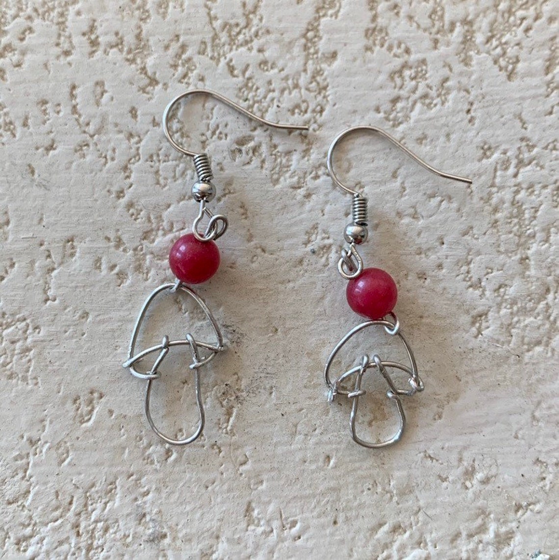 Wire mushroom earrings handmade Etsy