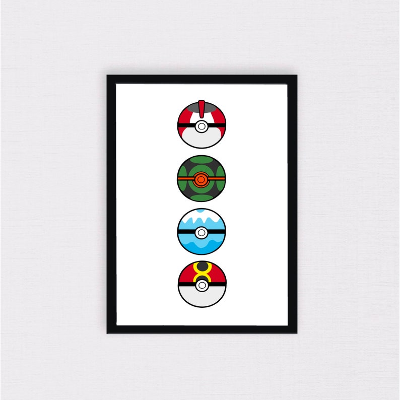 Pokemon Prints / Poke Balls Print Pokeball / Great Ball / Ultra Ball ...