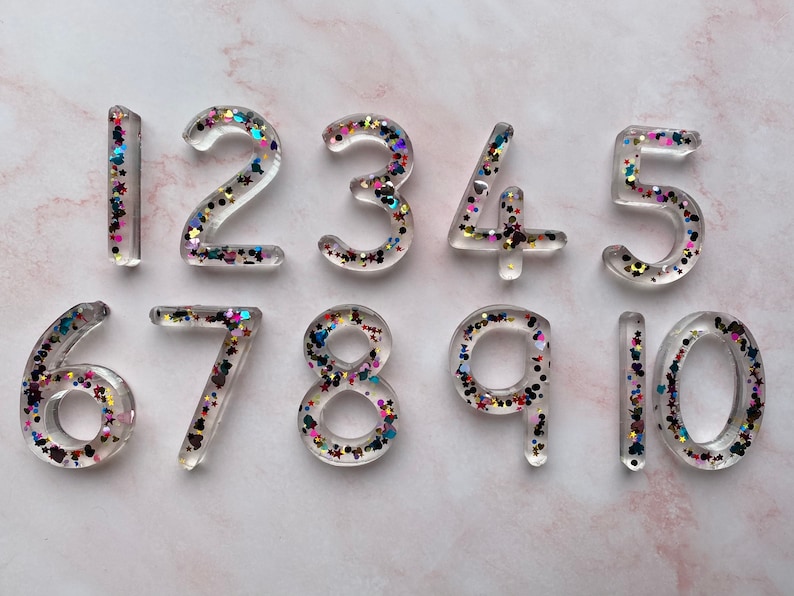 Extra large resin numbers-large number set-chunky glitter number set-educational resources