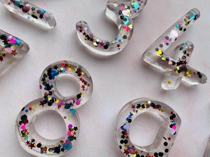 Extra large resin numbers-large number set-chunky glitter number set-educational resources