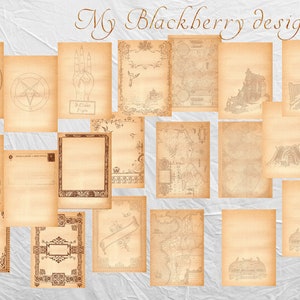 45 Blank Book of Shadows Printable Pages Set, Grimoire Pages, Wicca Printables, Witchcraft, Scrapbooking Paper, DIY Witch Magic Journal