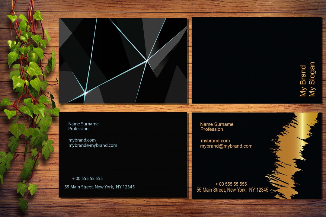 Business Card Template Instant Download, Printable Business Cards, Vector Files “black and Gold ...