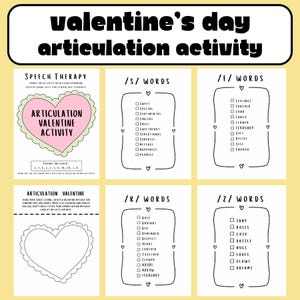 Valentine&#39;s Day Speech Therapy Activity & Word Lists