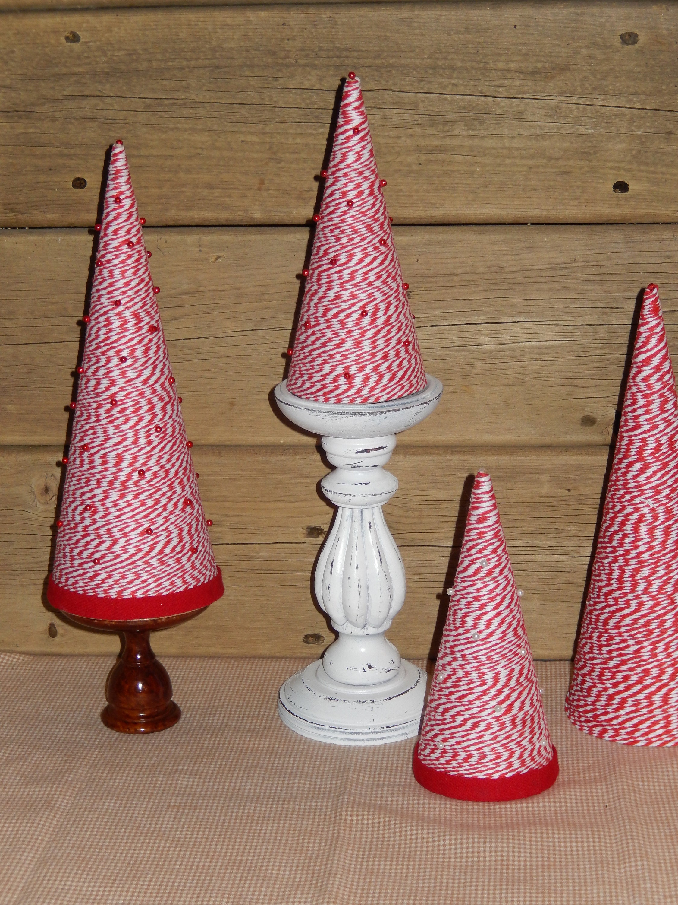 Red Cone Christmas Trees Red and White Cone Tree Etsy