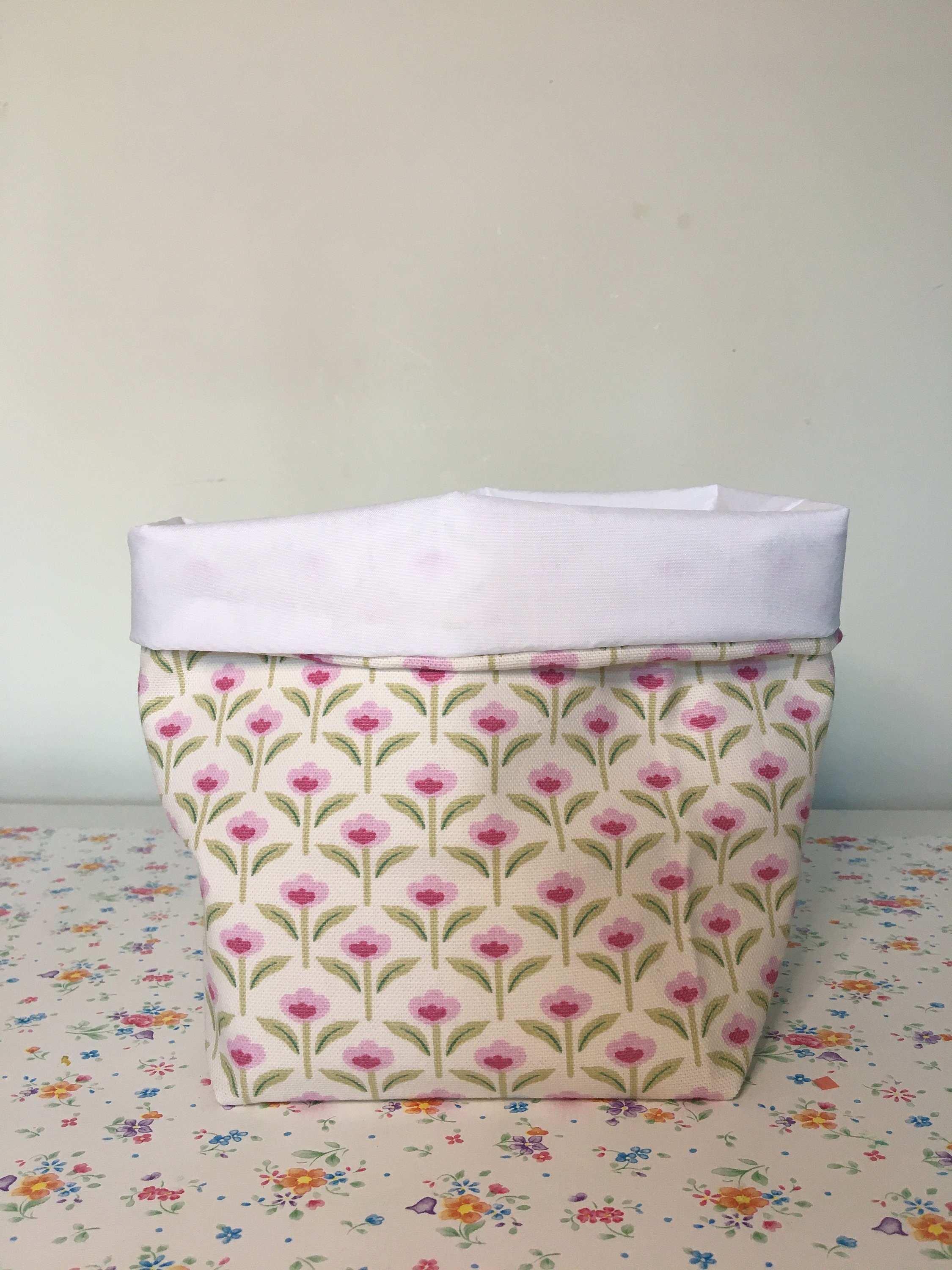 Pretty purple floral storage basket Etsy