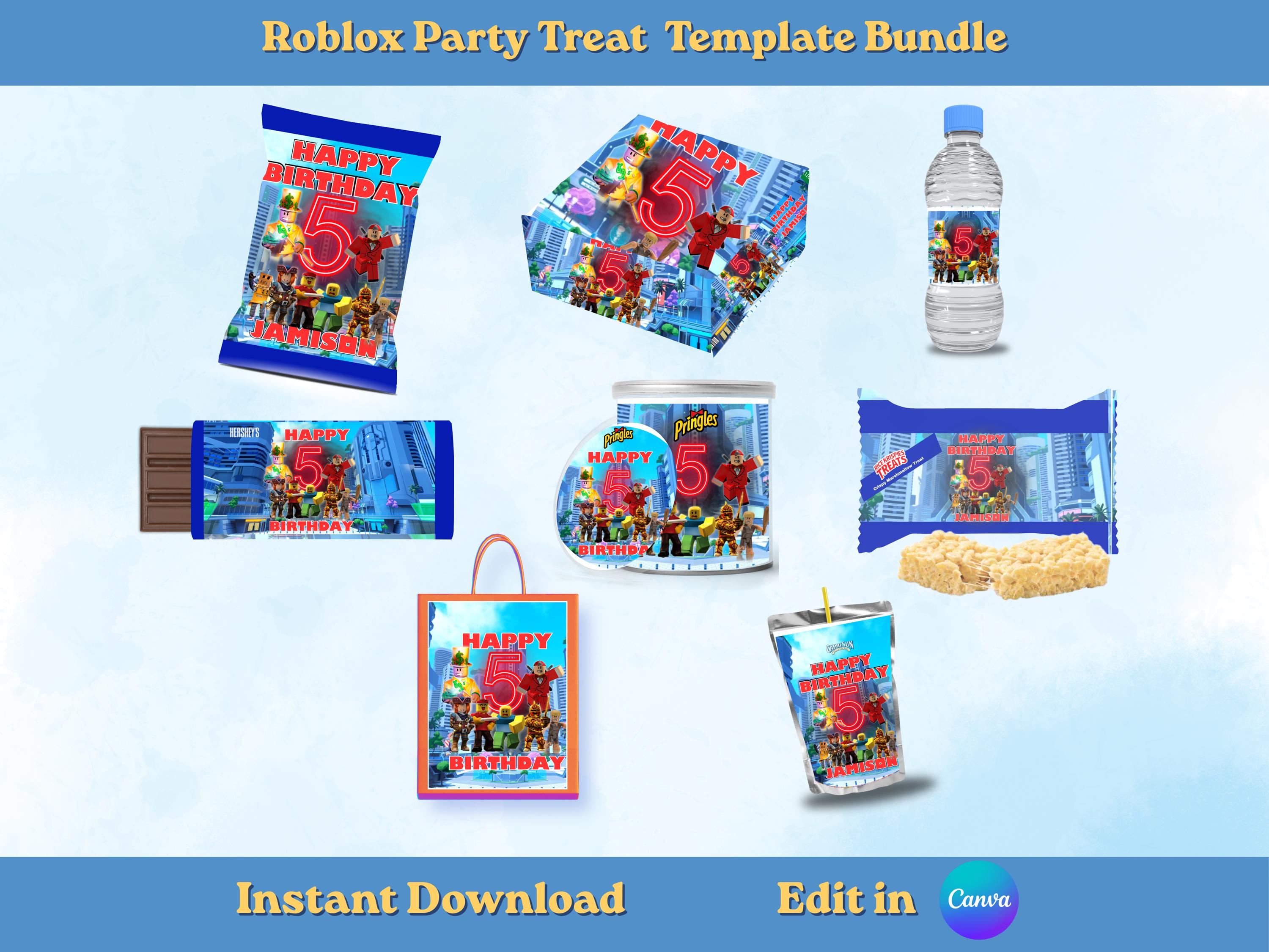 Roblox Party Favor Template Bundle Editable in Canva | Kids' Birthday ...