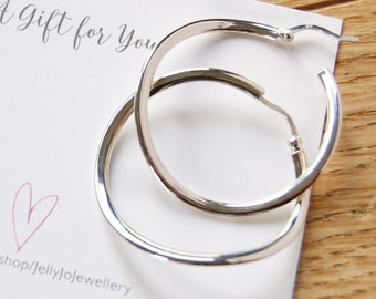 Twisted Hoop Earrings, Large Silver Hoops, Twisted Hoops, 40mm Hoops, 40mm Hoops, Large Hoops