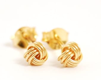 Knot Earrings,  Dainty Gold Love Knot Earrings, Gold Stud Earrings, Minimalist Earrings, Mini Earrings, Dainty Celtic Knot Earrings
