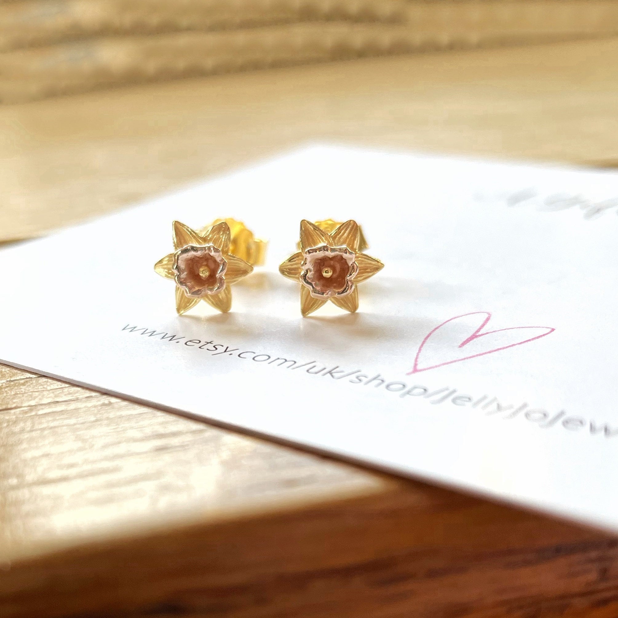 March Birth Flower Stud Earrings, Gold Vermeil