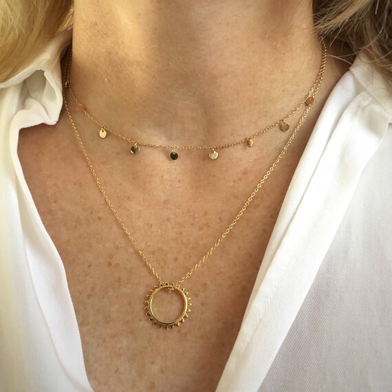 Gold Sun Necklace Gold Open Sun 