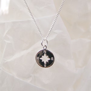 Compass Necklace, Sterling Silver Necklace, Minimalist Necklace, Layering Necklace, Travel Gift