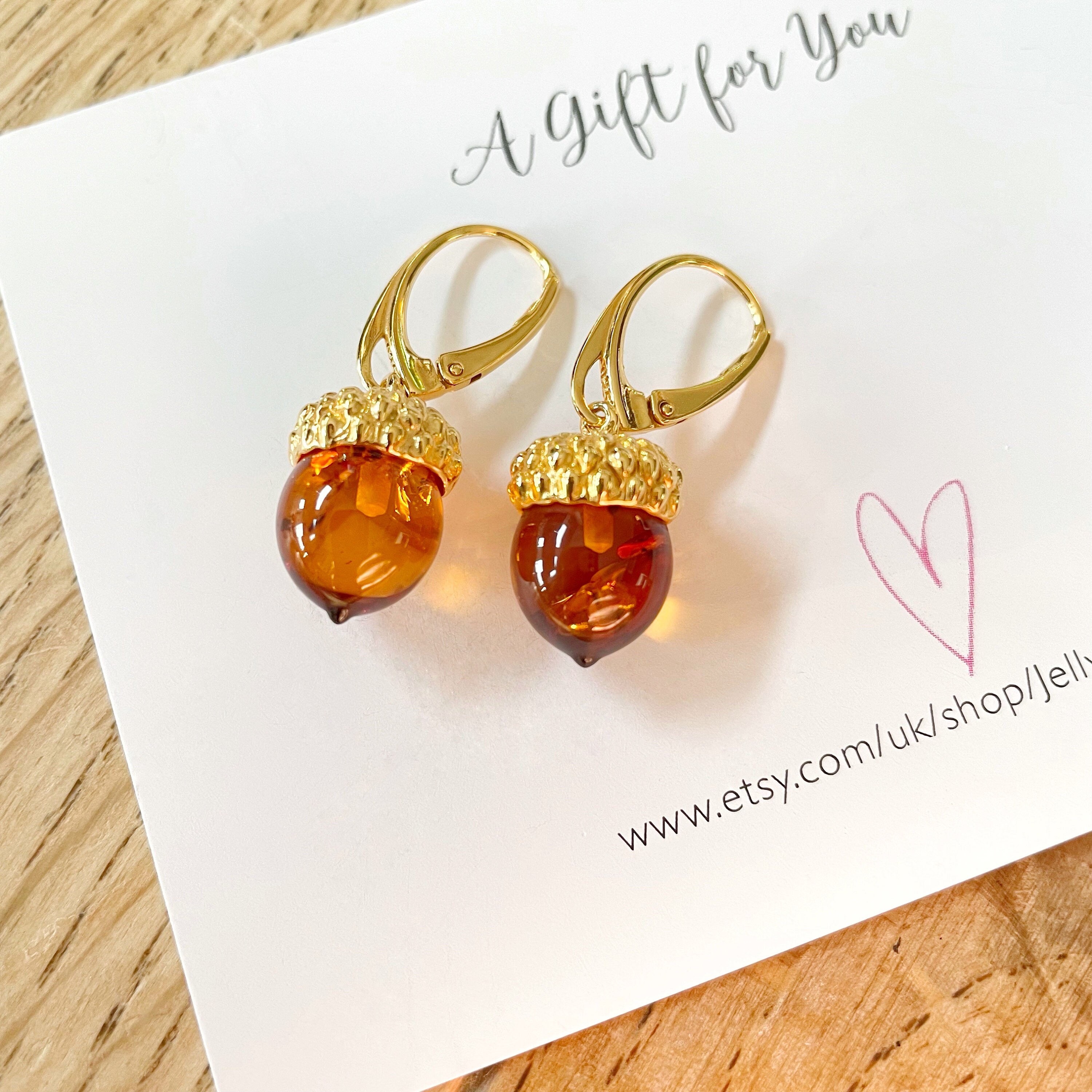 Acorn Earrings Gold Amber Acorn Earrings Sterling Silver 18K Gold Plate Acorn Drop Earrings Fertility Symbol Fall Autumn Jewellery