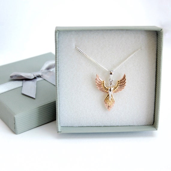 Collana con fenice per ragazze e donne, ciondolo in argento sterling