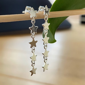 Sterling Silver Star Dangle Earrings: Celestial Cascade