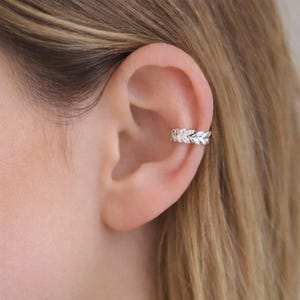 Gold Plated Sterling Silver Laurel Leaf Ear Cuff - Non Pierced