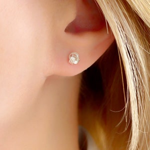 Sterling Silver Knot Stud Earrings: Dainty Celtic Love Knot