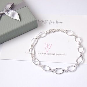 Oval Link Bracelet, 925 Sterling Silver Link Bracelet, Dainty Bracelet, Silver Bracelet