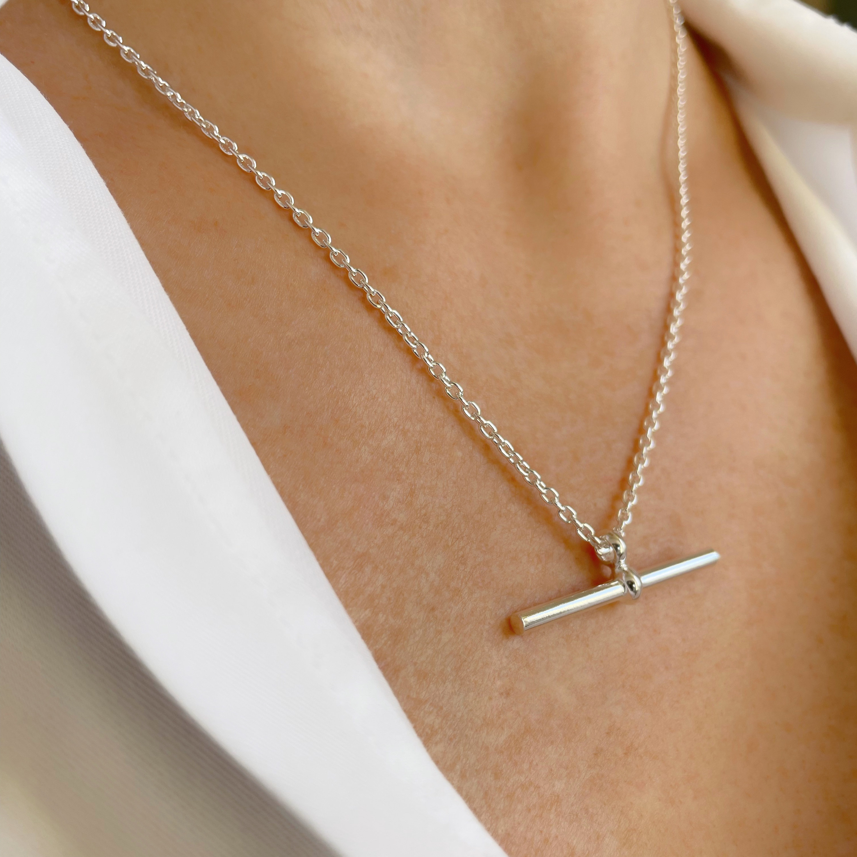T bar And Heart Necklace In Sterling Silver – dotJewellery.com