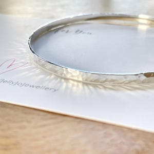 Hammered Sterling Silver Bangle Bracelet: Solid Silver Cuff (64mm)
