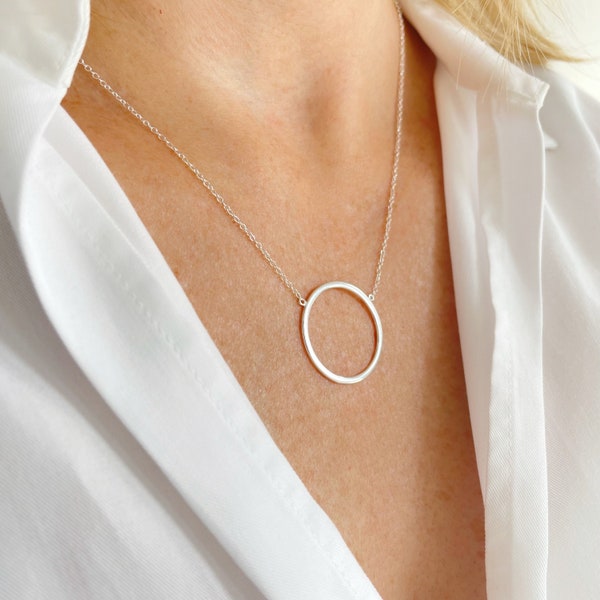 Circle Necklace, Sterling Silver Necklace, Open Circle Minimalist Necklace, Layering Necklace, Eternity Necklace, Symbol of Love