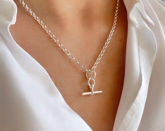 5 mm ロロチェーン T バーネックレス、925 スターリングシルバー