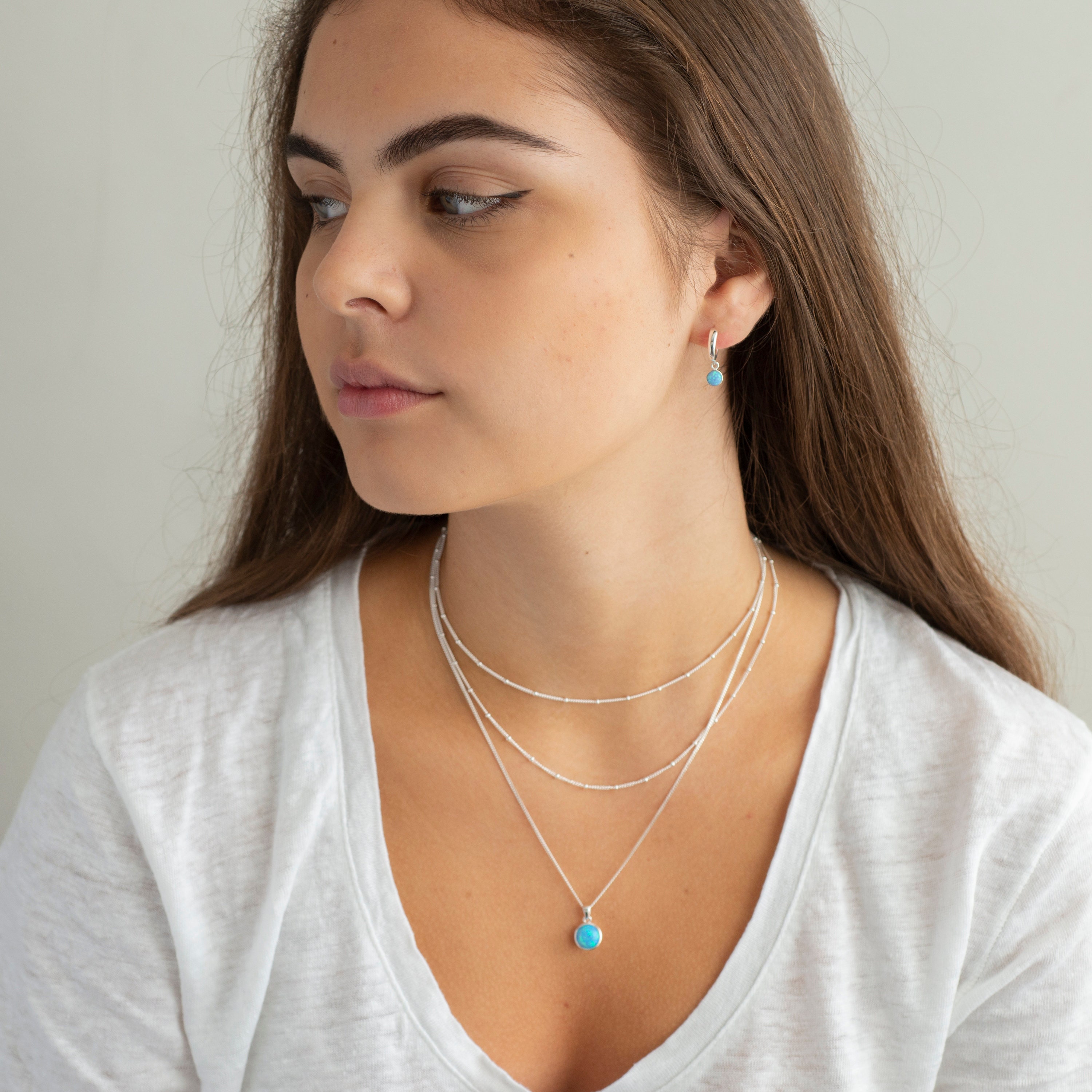 Collana Argento Sterling Con Ciondolo Opale Blu Goccia - Simbolo Infinito | Michooyel