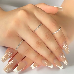 Massiver 925 Sterling Silber Ring, strukturierter Ring, Minimalisten Ring, Sterling Silber Stapelring, zierlicher Silberring, zierlicher gestalteter Ring