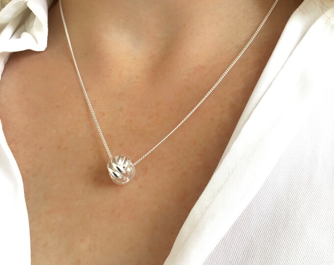 Knot Necklace, Love Knot Necklace, Sterling Silver Necklace, Mothers Day Gift, Friendship