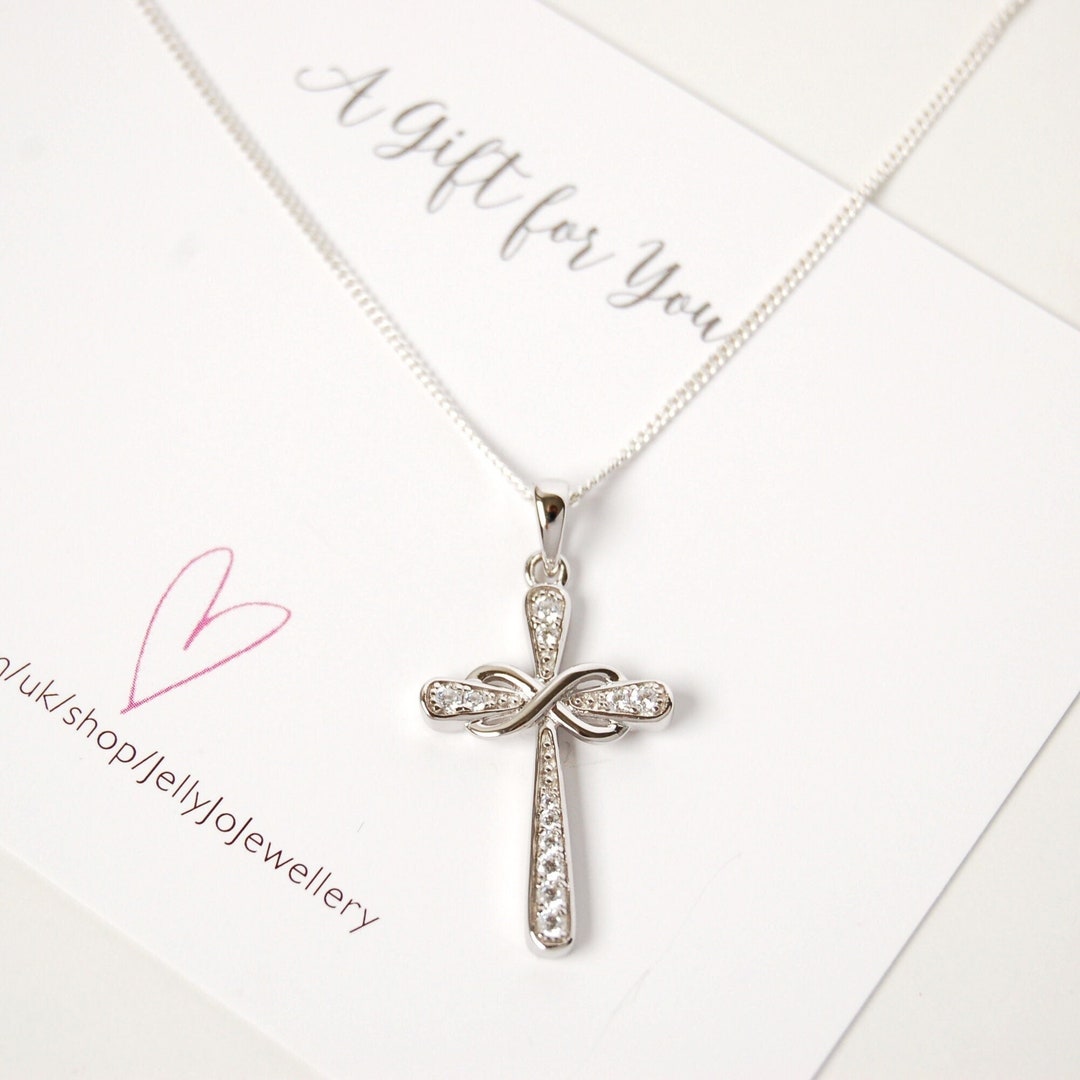 Israel Necklace Zirconia Sterling Pendant, - Necklace, Silver and Infinity Cross Cubic Cross Etsy Silver Necklace, Large Infinity Silver,