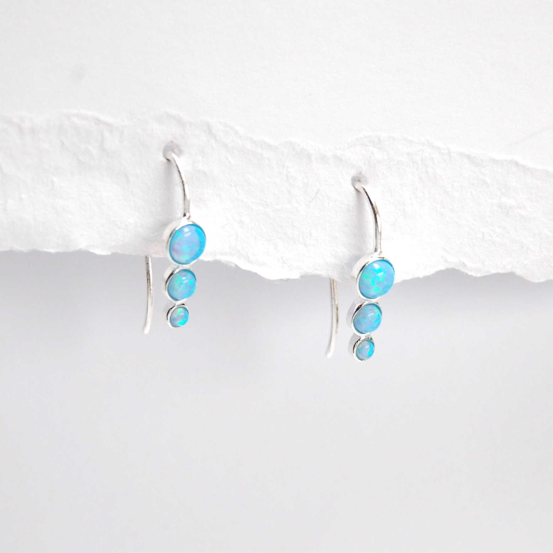 KINGWHYTE Orecchini Opale Argento Sterling 925 – Portafortuna Blu, Bianco, Rosa Per Donna