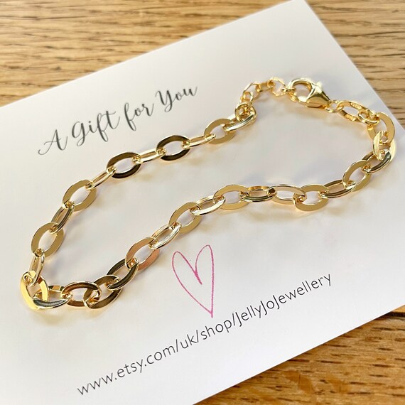 Buy Gold Oval Link Bracelet Sterling Silver 24K Gold Plate Gold