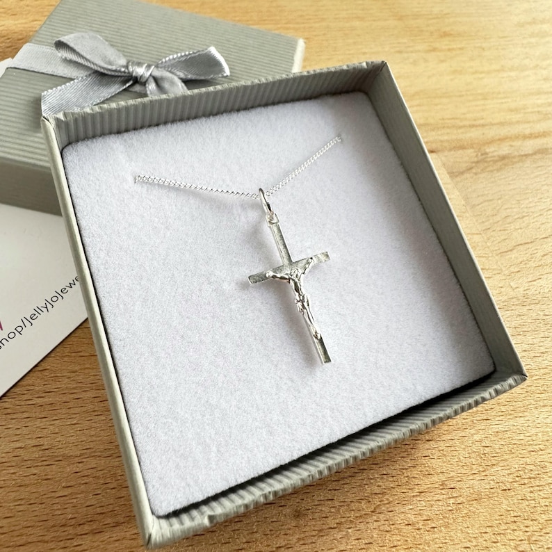 Sterling Silver Crucifix Necklace: Religious Pendant image 2