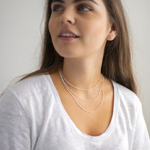 Silver Satellite Necklace, 14 16 18 20 22 24 Silver Satellite Chain, Bobble Necklace, Layering Necklace, Dainty Minimalist Necklace image 7