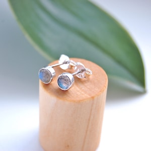 Labradorite  Earrings, Labradorite Stud Earrings, Sterling Silver Earrings, Natural Birthstone for February and March