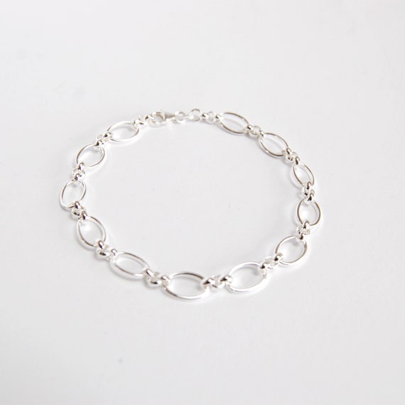 Buy Sterling Silver Oval Link Bracelet: Dainty Layering Bracelet