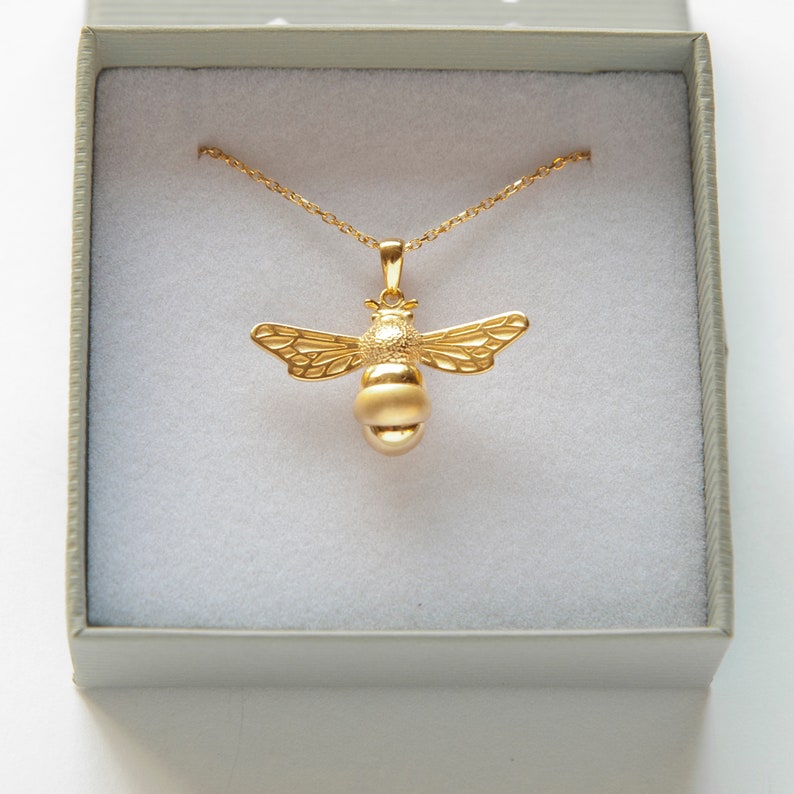 Gold Necklace Gold Bee Necklace Honey Bee Necklace Large Etsy